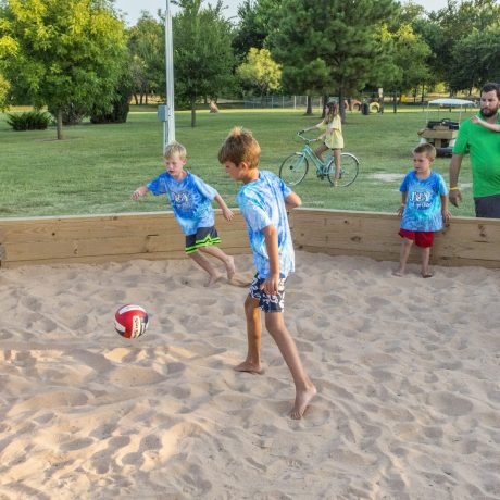 kids playing GaGa ball at Great Escapes RV Resorts Bryan College Station