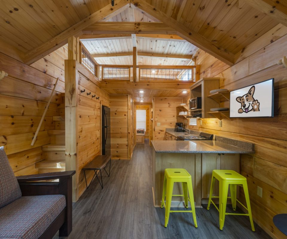 interior living room area of the Lone Star cabin