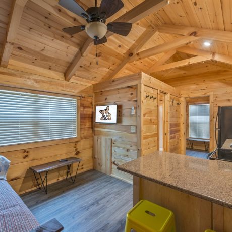 interior of Whoop Cabin at Great Escapes RV Resorts Bryan College Station