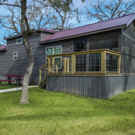 Lone Star porch area at Great Escapes RV Resorts Bryan College Station